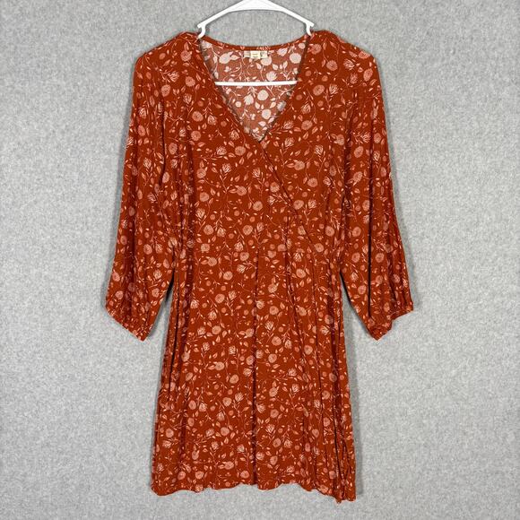 Ana Dress XS‎ Mini Flowy Boho Cowgirl Rodeo Skater Mediterranean Y2K Rust Burnt - Picture 1 of 12